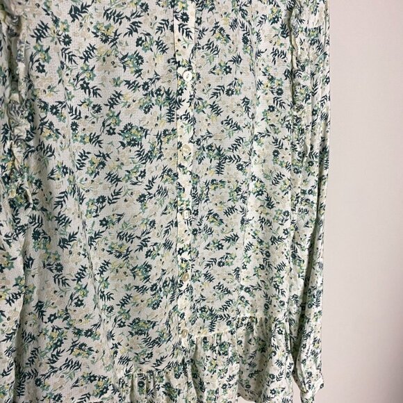 Lucky Brand Floral Long Sleeve Button Up Blouse Peasant Ruffle - Picture 5 of 8